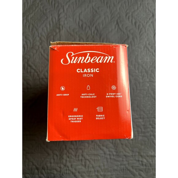 SUNBEAM CLASSIC STEAM IRON, NON-STICK PLATE W/PRECISION TIP #32610003 OPEN BOX - Picture 6 of 16